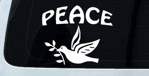 Peace Dove Christian Car or Truck Window Decal Sticker (White)