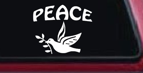 Peace Dove Christian Car or Truck Window Decal Sticker (White)