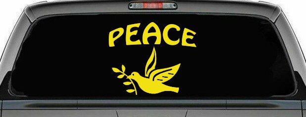 Peace Dove Christian Car or Truck Window Decal Sticker (Yellow)