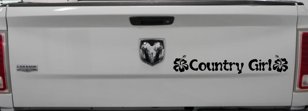 Country Girl With Hibiscus Flowers Car or Truck Window Decal Sticker