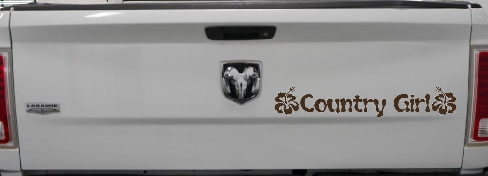 Country Girl With Hibiscus Flowers Car or Truck Window Decal Sticker