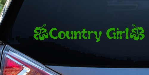 Country Girl With Hibiscus Flowers Car or Truck Window Decal Sticker