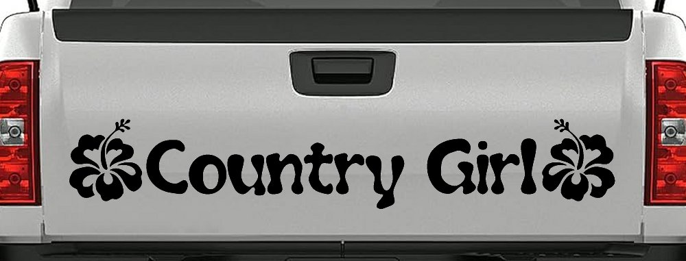 Country Girl With Hibiscus Flowers Car or Truck Window Decal Sticker