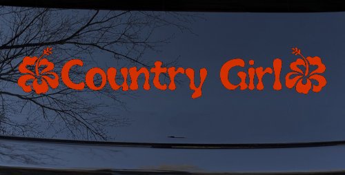 Country Girl With Hibiscus Flowers Car or Truck Window Decal Sticker