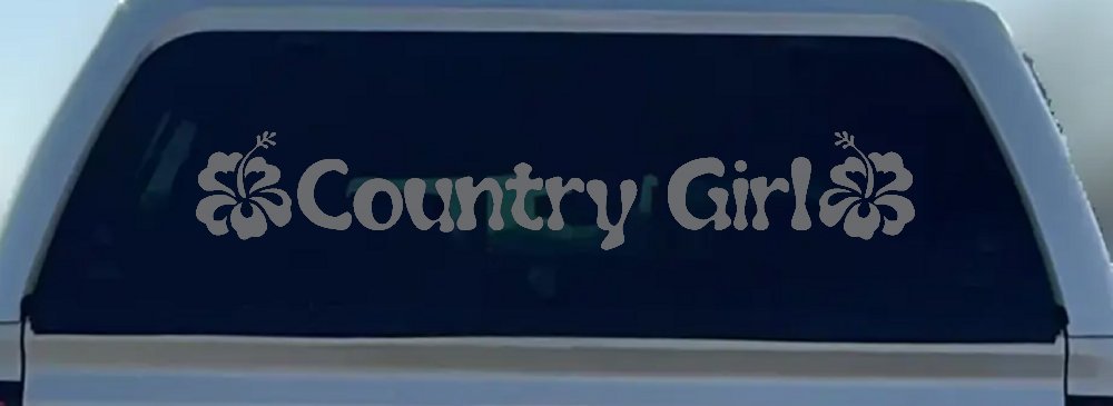 Country Girl With Hibiscus Flowers Car or Truck Window Decal Sticker