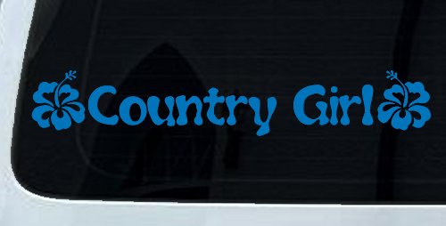 Country Girl With Hibiscus Flowers Car or Truck Window Decal Sticker