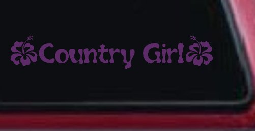 Country Girl With Hibiscus Flowers Car or Truck Window Decal Sticker