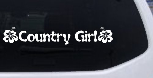 Country Girl With Hibiscus Flowers Car or Truck Window Decal Sticker
