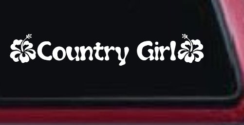 Country Girl With Hibiscus Flowers Car or Truck Window Decal Sticker