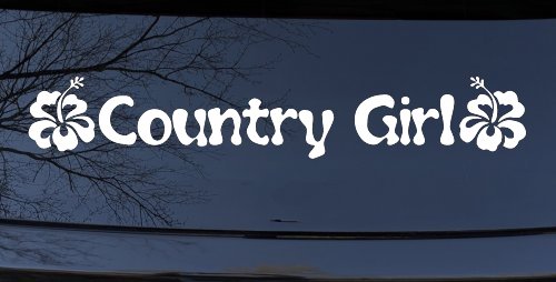 Country Girl With Hibiscus Flowers Car or Truck Window Decal Sticker