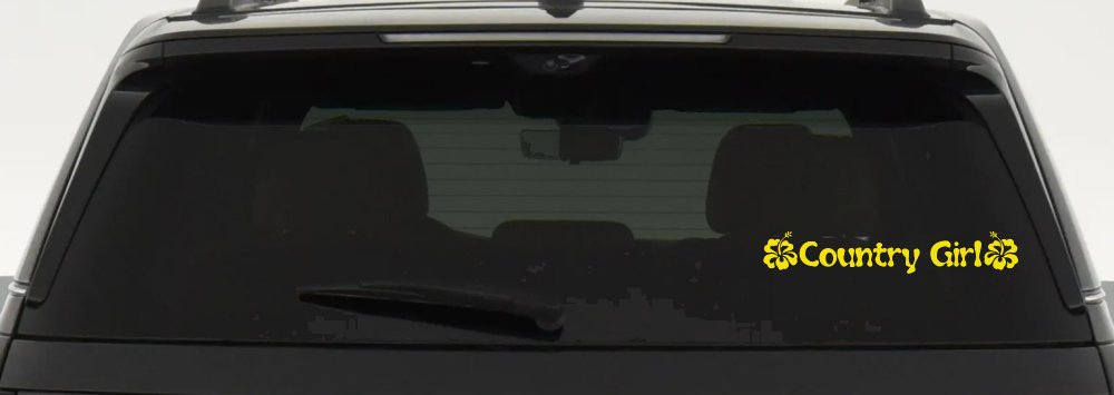 Country Girl With Hibiscus Flowers Car or Truck Window Decal Sticker