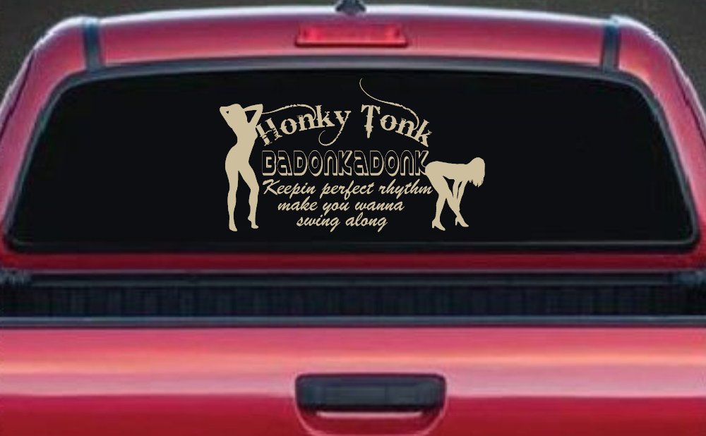 Honky Tonk Badonkadonk Country Car or Truck Window Decal Sticker (Desert Sand)