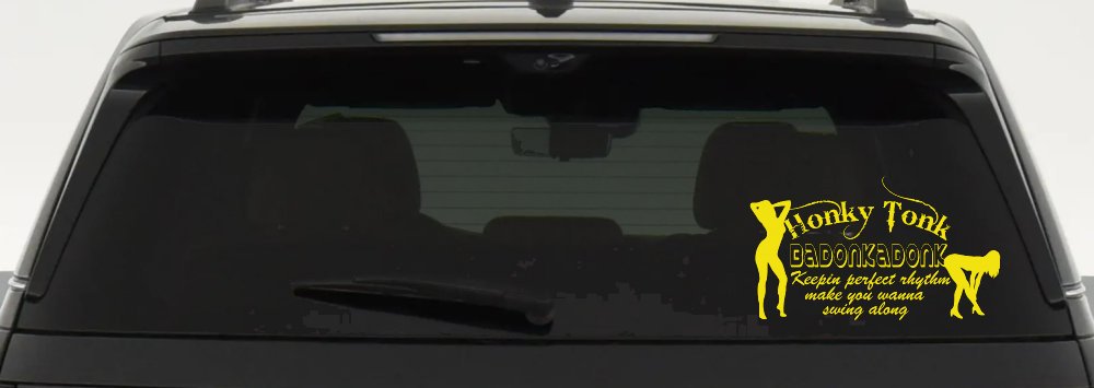Honky Tonk Badonkadonk Country Car or Truck Window Decal Sticker (Yellow)