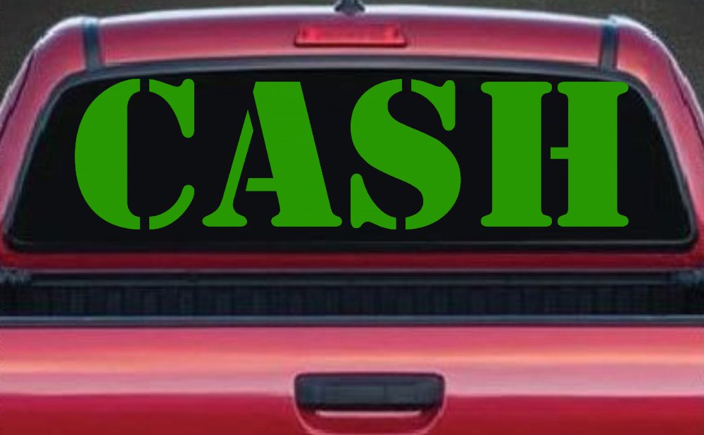 Cash Business Window Lettering Sign Car or Truck Window Decal Sticker (Lime)