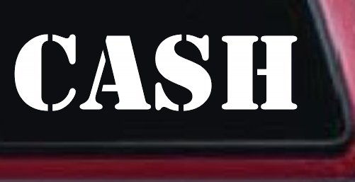 Cash Business Window Lettering Sign Car or Truck Window Decal Sticker (White)