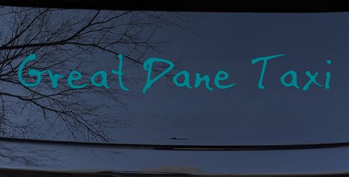 Great Dane Taxi Car or Truck Window Decal Sticker (Turquoise Blue)