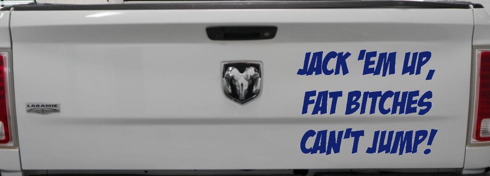 Jack 'Em Up Fat Bitches Can't Jump Funny Off Road Car or Truck Window Decal Sticker (Navy)