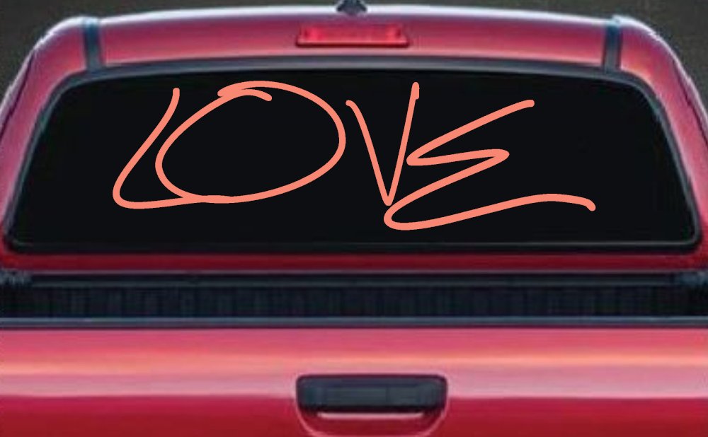 Love Car or Truck Window Decal Sticker (Coral)