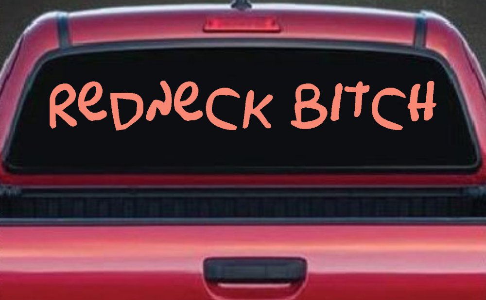 Redneck Bitch Funny Country Car or Truck Window Decal Sticker (Coral)