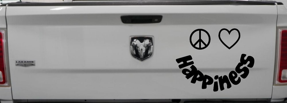 Peace Love Happiness Smiley Car or Truck Window Decal Sticker
