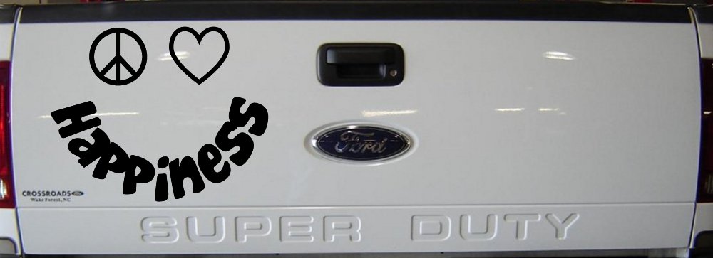 Peace Love Happiness Smiley Car or Truck Window Decal Sticker