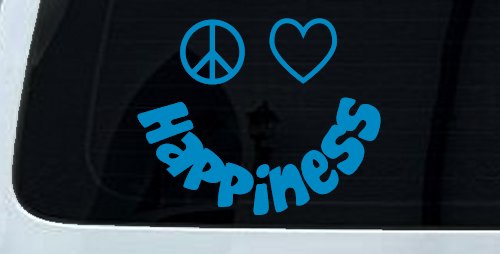 Peace Love Happiness Smiley Car or Truck Window Decal Sticker