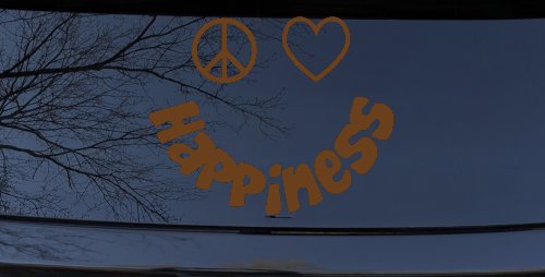 Peace Love Happiness Smiley Car or Truck Window Decal Sticker