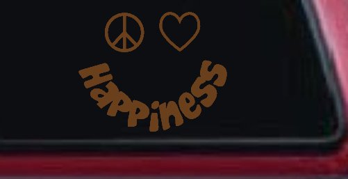 Peace Love Happiness Smiley Car or Truck Window Vinyl Decal Sticker (Copper)