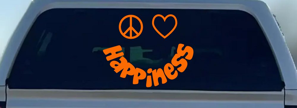 Peace Love Happiness Smiley Car or Truck Window Decal Sticker