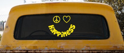 Peace Love Happiness Smiley Car or Truck Window Decal Sticker