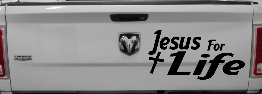 Jesus For Life Christian Car or Truck Window Decal Sticker (Black)