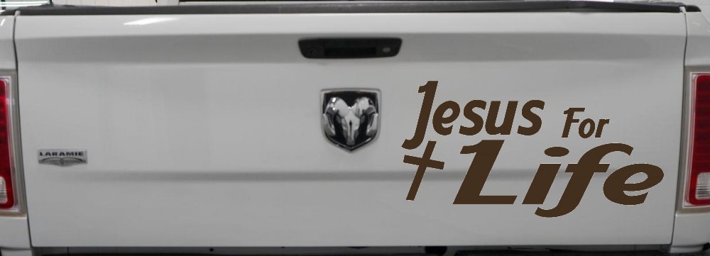 Jesus For Life Christian Car or Truck Window Decal Sticker (Brown)