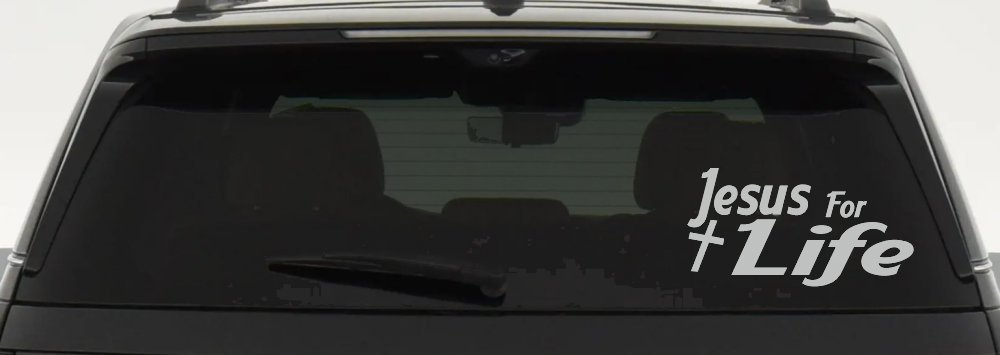 Jesus For Life Christian Car or Truck Window Vinyl Decal Sticker (Light Gray)