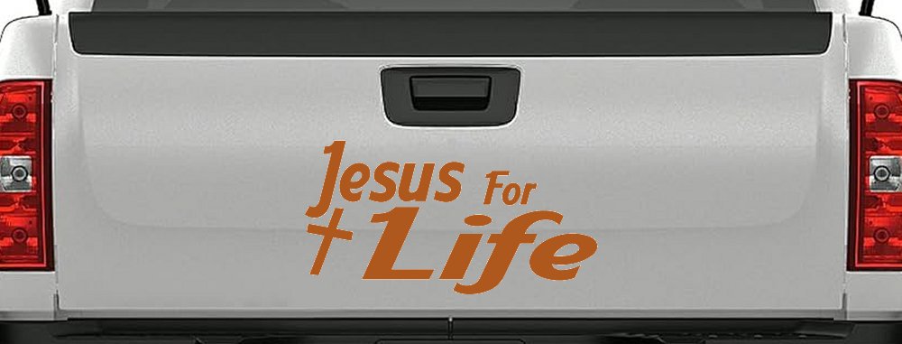 Jesus For Life Christian Car or Truck Window Decal Sticker (Nut Brown)
