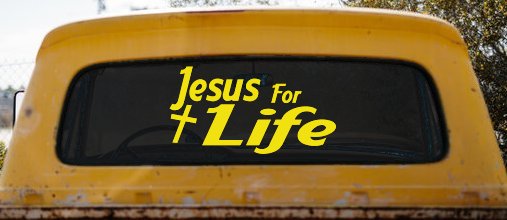 Jesus For Life Christian Car or Truck Window Decal Sticker (Yellow)