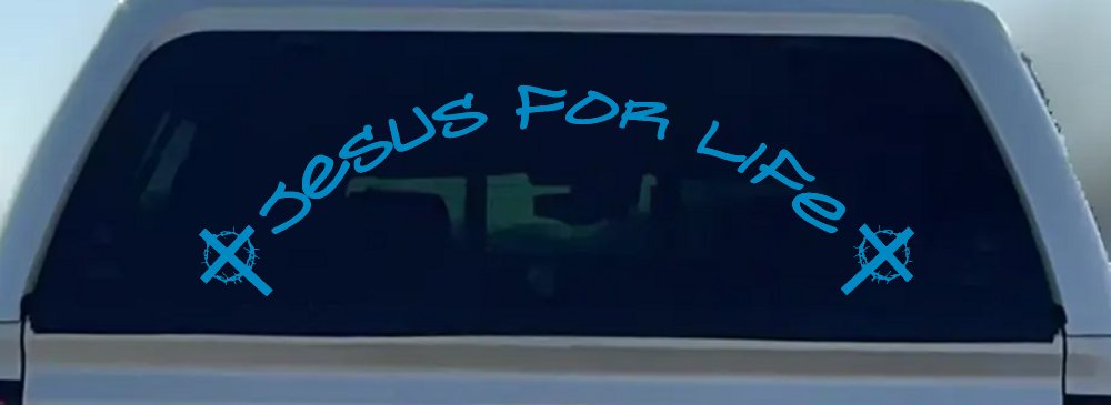 Jesus For Life Christian Car or Truck Window Decal Sticker (Blue)