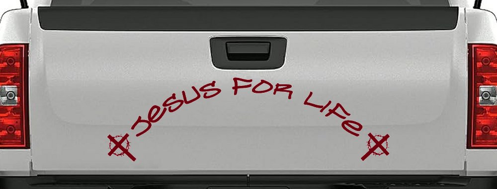 Jesus For Life Christian Car or Truck Window Decal Sticker (Burgundy)