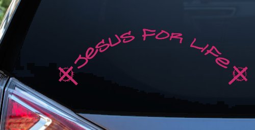Jesus For Life Christian Car or Truck Window Decal Sticker (Hot Pink)