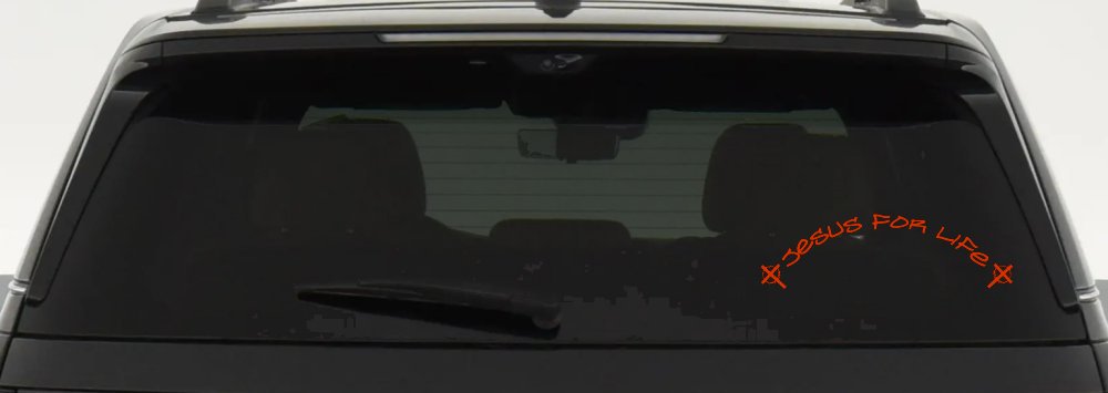 Jesus For Life Christian Car or Truck Window Decal Sticker (Orange Red)