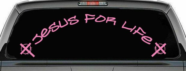Jesus For Life Christian Car or Truck Window Vinyl Decal Sticker (Pink)