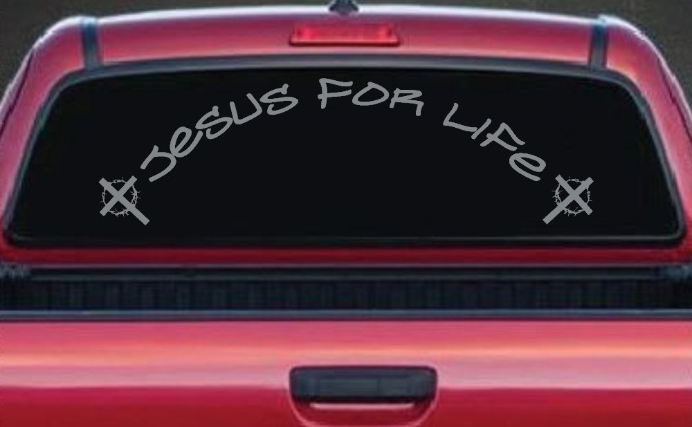 Jesus For Life Christian Car or Truck Window Decal Sticker (Telegrey)
