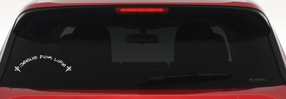 Jesus For Life Christian Car or Truck Window Decal Sticker (White)