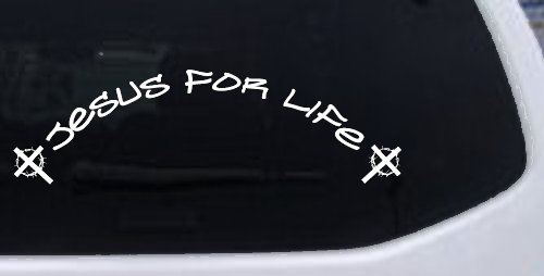 Jesus For Life Christian Car or Truck Window Decal Sticker (White)
