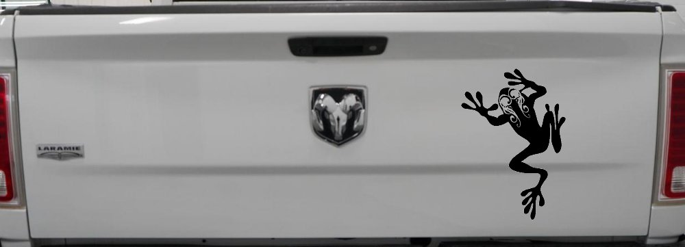 Frog With Swirl Eyes Car or Truck Window Decal Sticker (Black)