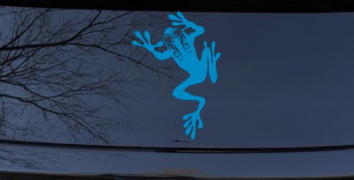 Frog With Swirl Eyes Car or Truck Window Vinyl Decal Sticker (Blue)