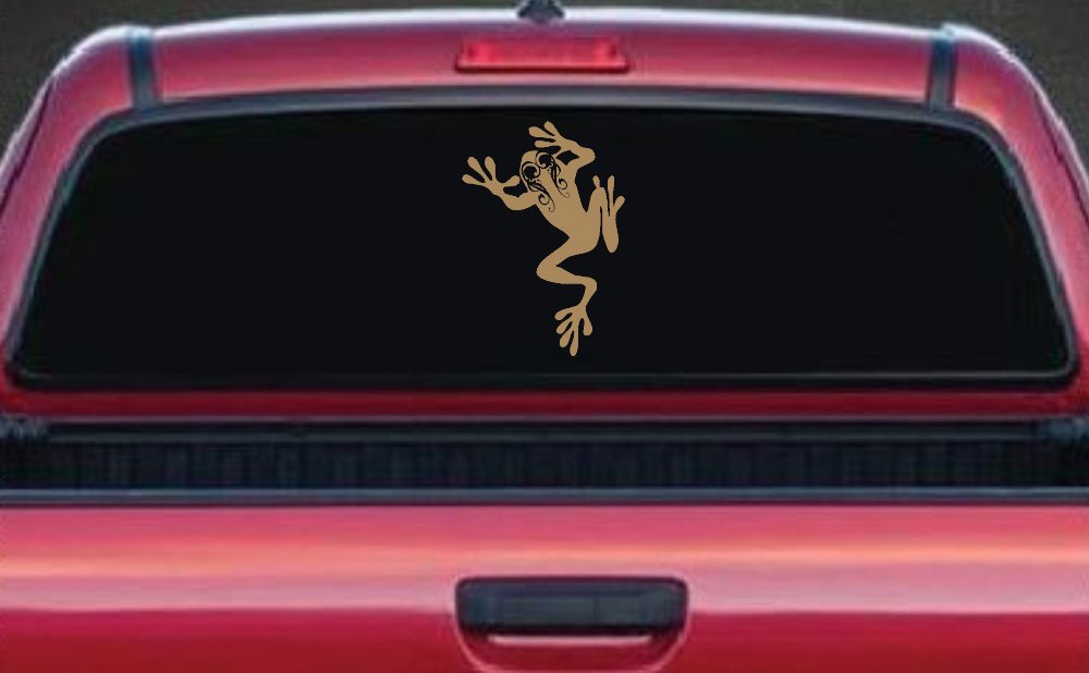 Frog With Swirl Eyes Car or Truck Window Decal Sticker (Light Brown)