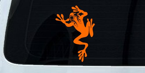 Frog With Swirl Eyes Car or Truck Window Decal Sticker (Orange)