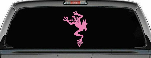 Frog With Swirl Eyes Car or Truck Window Decal Sticker (Pink)