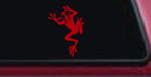 Frog With Swirl Eyes Car or Truck Window Decal Sticker (Red)