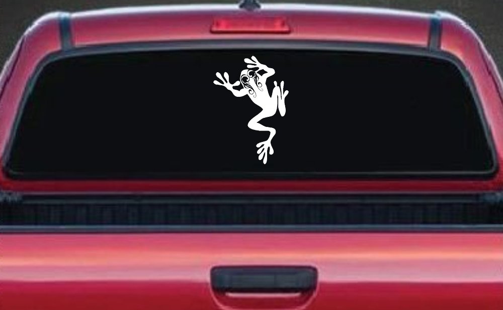 Frog With Swirl Eyes Car or Truck Window Decal Sticker (White)